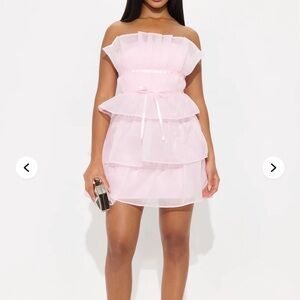 Mimi Tiered Tulle Mini Dress - Light Pink